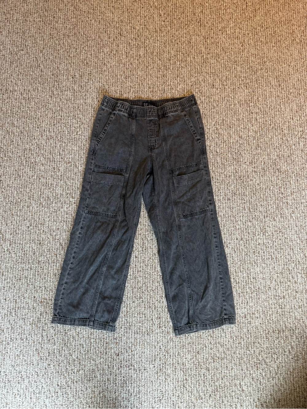GAP Women's Wide Leg Cargo Pants - Washed Black